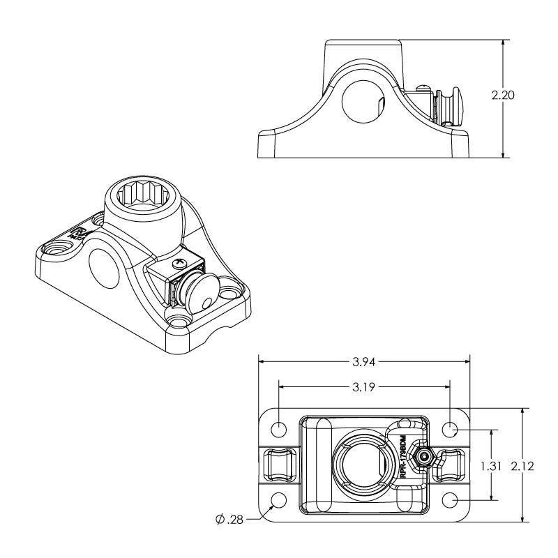 Load image into Gallery viewer, RAM-114BMPU - RAM-ROD Combination Bulkhead/Flat Surface Base with Plunger for Spline Posts