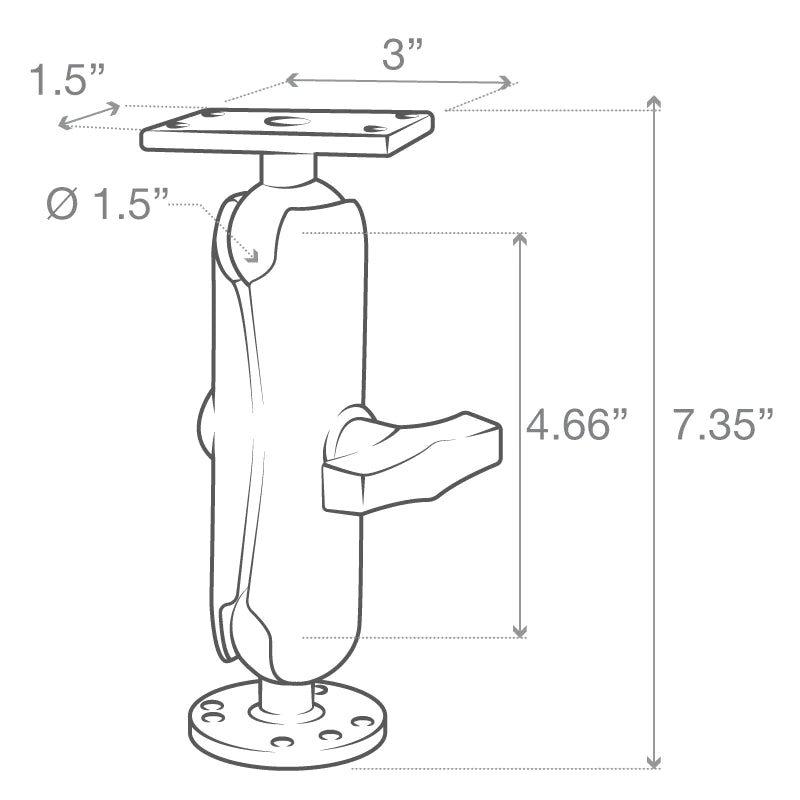 Load image into Gallery viewer, RAM-202-153-202U - RAM Mount Drill-Down Double Ball Mount for Humminbird Helix 5