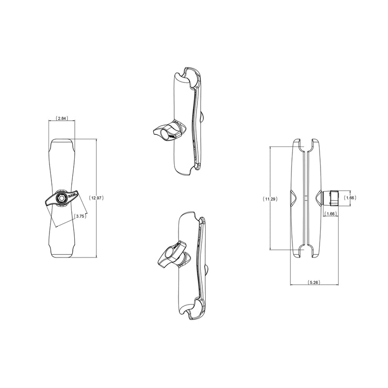 Load image into Gallery viewer, RAM-D-201U-E - RAM Mounts Long Double Socket Arm for 2.25†Ball