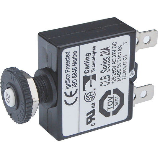 Push Button Thermal with Quick Connect Terminals<span> - </span>20A