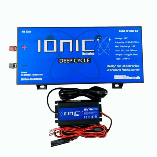 Batterie et chargeur pour électronique marine 16 V 52 Ah