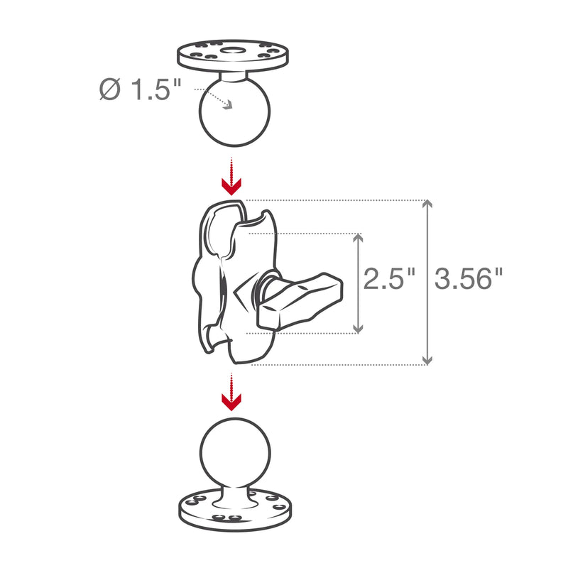 Load image into Gallery viewer, RAM-201U-B - RAM Mounts Short Double Socket Arm for 1.5" Ball
