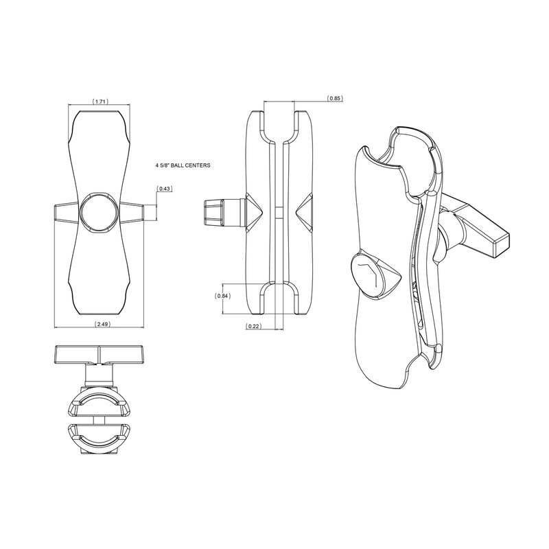 Load image into Gallery viewer, RAM-201U - RAM Mounts Medium Double Socket Arm for 1.5" Ball Bases
