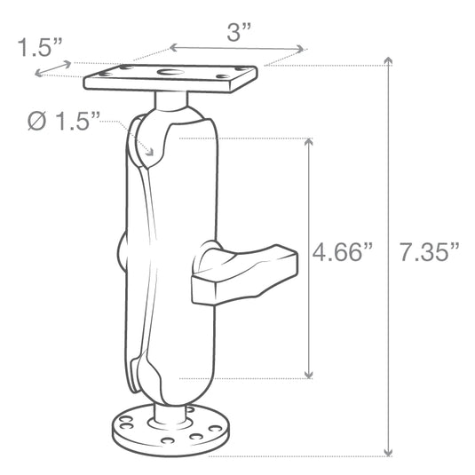 RAM-202-153-202U - RAM Mount Drill-Down Double Ball Mount for Humminbird Helix 5