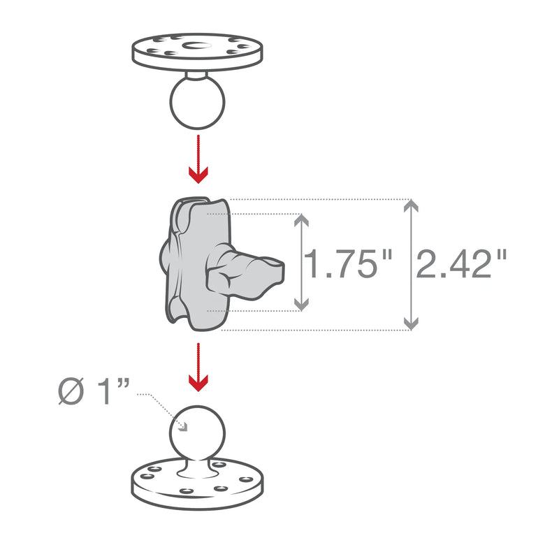 Chargez l'image dans la visionneuse de la galerie, RAM-B-201U-A - Bras à double embase courte RAM Mounts pour boule de 1"
