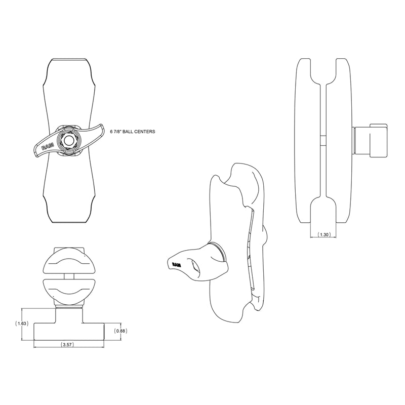 Load image into Gallery viewer, RAM-D-201U - RAM Mounts Medium Double Socket Arm for 2.25" D Size Balls
