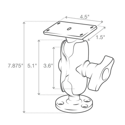 RAM-D-202-25-C-202U - Support Électronique Marin RAM Mounts pour Sondeurs Helix 8 à 12"