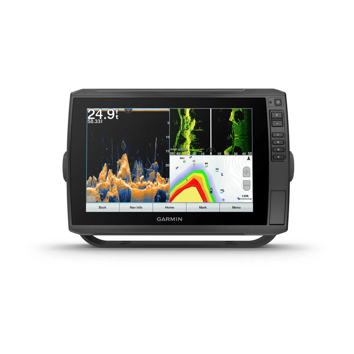 The Garmin ECHOMAP Ultra 106sv with GT56UHD GN+ sunlight-readable 10” touchscreen combo features preloaded coastal and inland Garmin Navionics+™ mapping, and the transducer bundle adds CHIRP traditional and Ultra High-Definition scanning sonars.