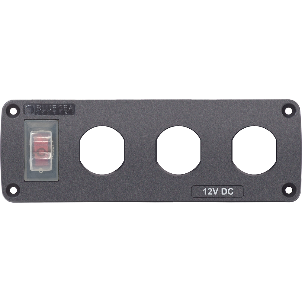 Blue Sea 4367 Water Resistant Accessory Panel - 15A Circuit Breaker, 3x Blank Apertures